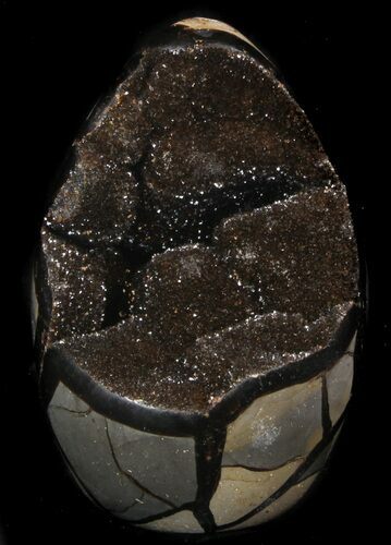 Polished Septarian Geode Sculpture - Black Crystals #37130